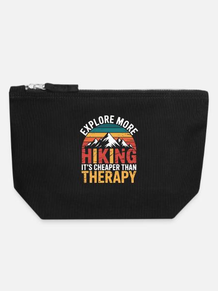 Explore More. It's Cheaper than Therapy - Canvas Zip Pouch 18 x 19 cm - black