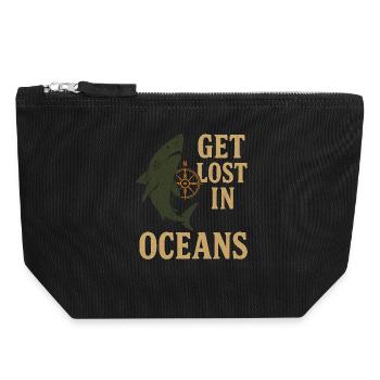Get Lost in Oceans Nautical - Canvas Zip Pouch 18 x 19 cm - black - Front