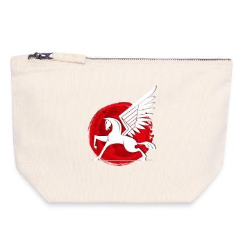 Pegasus im Roten Kreis Pferd schimmel reiten Sage - Canvas Reißverschluss-Täschchen (18 x 19 cm) - Naturweiß - Vorne