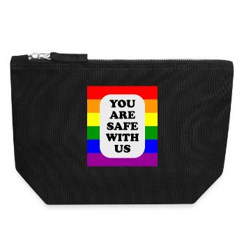 Drapeau arc-en-ciel pour les espaces sécurisés LGBT - Pochette zippée en toile 18 x 19 cm - noir - Devant