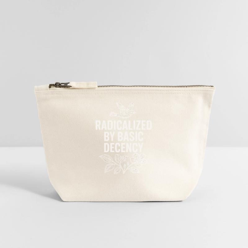 Radicalized by Basic Decency Statement Shirt Canvas Zip Pouch 18 x 19 cm