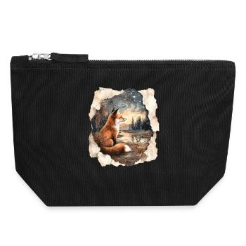 Étoiles du renard - Pochette zippée en toile 18 x 19 cm - noir - Devant