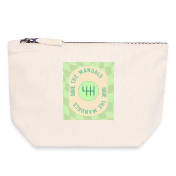 Save The Manuals Design for Petrolheads - green - Canvas Zip Pouch 18 x 19 cm - nature - Front