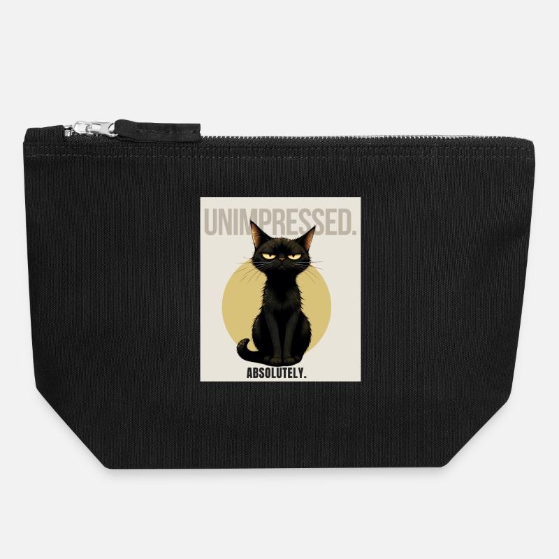 Unimpressed. – Sarcastic Black Cat Design - Canvas Zip Pouch 18 x 19 cm - black