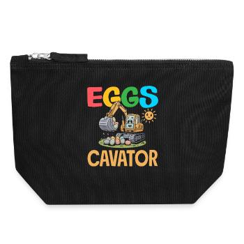 Joyeuse Pâques, douce chasse aux œufs du lapin, œufs de Pâques - Pochette zippée en toile 18 x 19 cm - noir - Devant