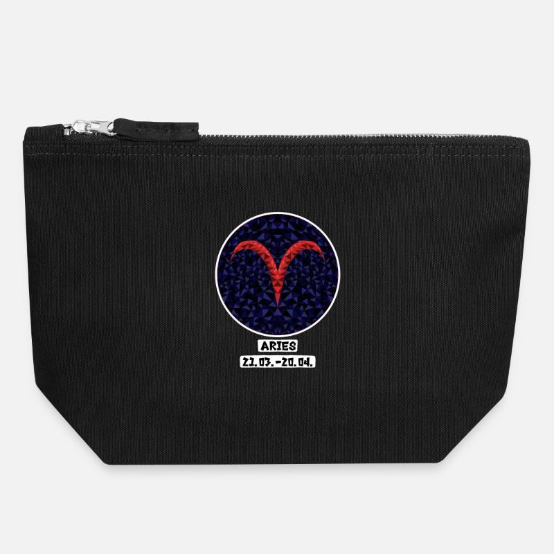 Aries 21.03.-20.04. - Canvas Zip Pouch 18 x 19 cm - black