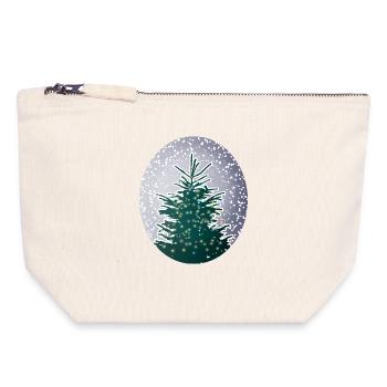 beleuchteter Weihnachtsbaum im Schnee - Canvas Reißverschluss-Täschchen (18 x 19 cm) - Naturweiß - Vorne