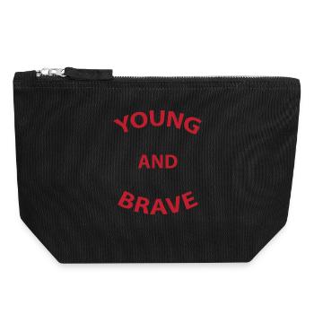 Jung und mutig T-Shirt Text Design Geschenkidee - Canvas Reißverschluss-Täschchen (18 x 19 cm) - Schwarz - Vorne