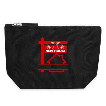 Agent immobilier nouvelle maison rouge logo - Pochette zippée en toile 18 x 19 cm - noir - Devant