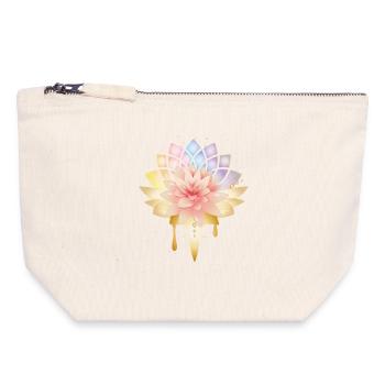 Lotus with golden flowers symbol in pastel colors - Canvas Zip Pouch 18 x 19 cm - nature - Front