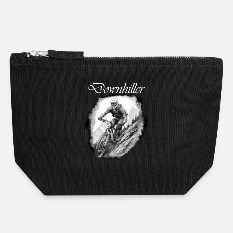 Downhiller white - Canvas Zip Pouch 18 x 19 cm - black