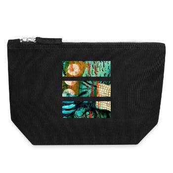 Paysage abstrait aux couleurs vives - Pochette zippée en toile 18 x 19 cm - noir - Devant