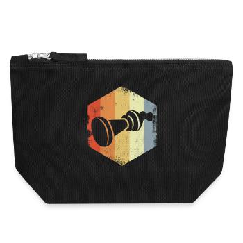 Croquis de jeu d’échecs vintage - Pochette zippée en toile 18 x 19 cm - noir - Devant