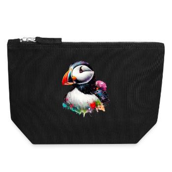 Macareux - Pochette zippée en toile 18 x 19 cm - noir - Devant