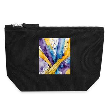 Wasserkolorwirbel Blau Gelb Lila - Canvas Reißverschluss-Täschchen (18 x 19 cm) - Schwarz - Vorne