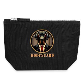 Bodyguard Hund im Anzug - Canvas Reißverschluss-Täschchen (18 x 19 cm) - Schwarz - Vorne