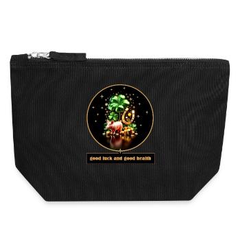 Glücksschwein mit Shamrock und Münzen - Canvas Reißverschluss-Täschchen (18 x 19 cm) - Schwarz - Vorne