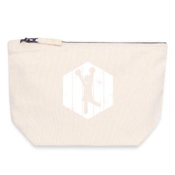 Drôle de pom-pom girl bonhomme allumette - Pochette zippée en toile 18 x 19 cm - blanc naturel - Devant