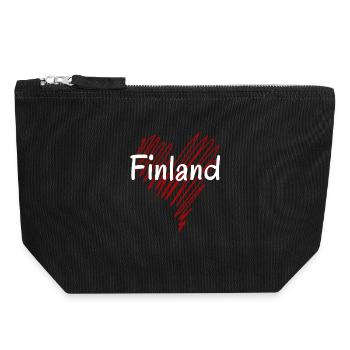 I love Finland, Finnish pride - Canvas Zip Pouch 18 x 19 cm - black - Front