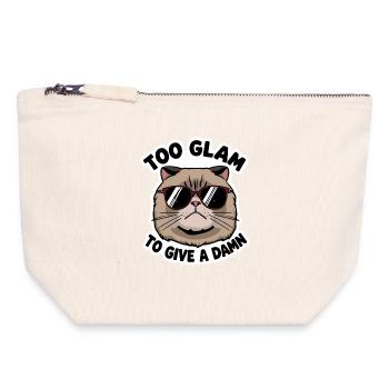 Chat Cool Trop Glam Pour S’En Soucier - Pochette zippée en toile 18 x 19 cm - blanc naturel - Devant