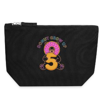 Donut Grow Up 5th Birthday Bear - Canvas Zip Pouch 18 x 19 cm - black - Front