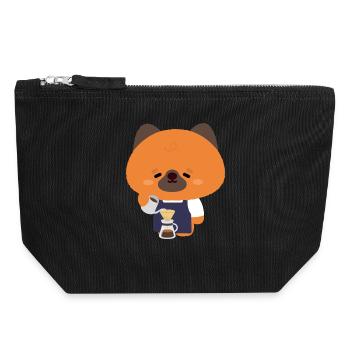 Deutscher Schäferhund-Barista - Canvas Reißverschluss-Täschchen (18 x 19 cm) - Schwarz - Vorne
