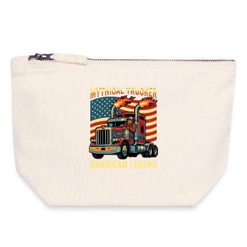 Camionneur Bigfoot, conducteur de semi-remorque américain - Pochette zippée en toile 18 x 19 cm - blanc naturel - Devant