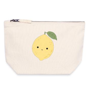 Leni Zitrone – Süßes Kawaii Frucht Design - Canvas Reißverschluss-Täschchen (18 x 19 cm) - Naturweiß - Vorne