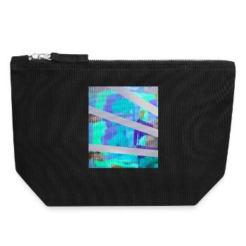 Neon Abstrakte Streifen Kollage - Canvas Reißverschluss-Täschchen (18 x 19 cm) - Schwarz - Vorne