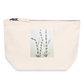 Bamboo Drawing in Ink Style - Canvas Zip Pouch 18 x 19 cm - nature - Front