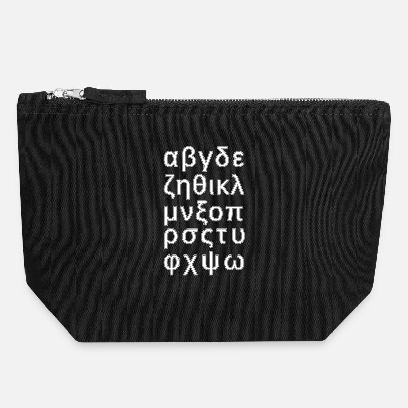 ALPHABET GREEK - Canvas Zip Pouch 18 x 19 cm - black