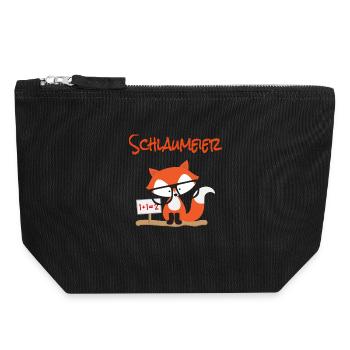 Children's motif: Schlaumeier Fuchs - Canvas Zip Pouch 18 x 19 cm - black - Front