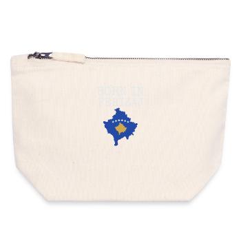 Kosovo Flag "Born in Ferizaj" - Canvas Zip Pouch 18 x 19 cm - nature - Front