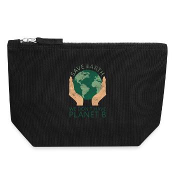 Conception écologique de la Terre avec les mains - Pochette zippée en toile 18 x 19 cm - noir - Devant