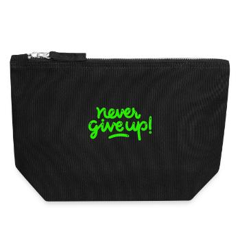 Never Give Up - Canvas Reißverschluss-Täschchen (18 x 19 cm) - Schwarz - Vorne