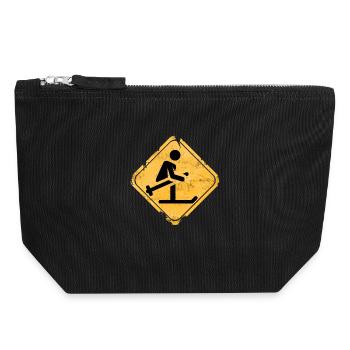 Grunge Ski Crossing Warning Sign - Canvas Zip Pouch 18 x 19 cm - black - Front