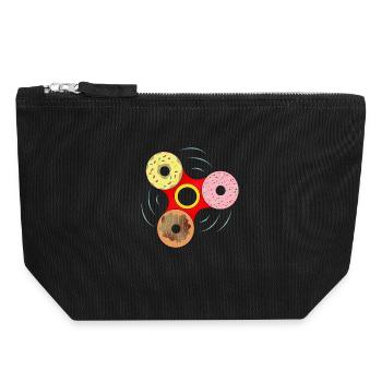Donut Fidget Spinner Sweet Mashup - Canvas Reißverschluss-Täschchen (18 x 19 cm) - Schwarz - Vorne
