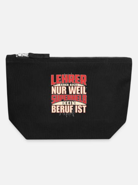 Lehrer Superheld - Canvas Reißverschluss-Täschchen (18 x 19 cm) - Schwarz