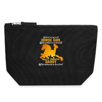 Behind Every Great Horse Girl Is A Awesome Dad - Canvas Zip Pouch 18 x 19 cm - black - Front