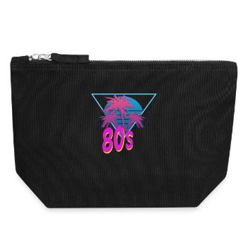 80er Jahre 80s 80's Achtziger Motto Party Kostüm - Canvas Reißverschluss-Täschchen (18 x 19 cm) - Schwarz - Vorne