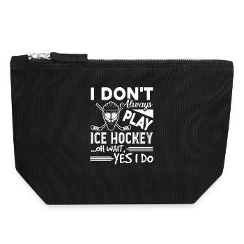 T-shirt citation de passionné de hockey - Pochette zippée en toile 18 x 19 cm - noir - Devant