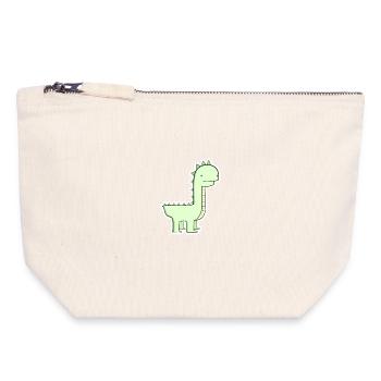 Pastellgrüner Dino Cartoon - Canvas Reißverschluss-Täschchen (18 x 19 cm) - Naturweiß - Vorne