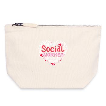 Travailleur social - Pochette zippée en toile 18 x 19 cm - blanc naturel - Devant