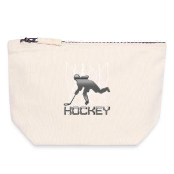 Hockey sur glace - Pochette zippée en toile 18 x 19 cm - blanc naturel - Devant