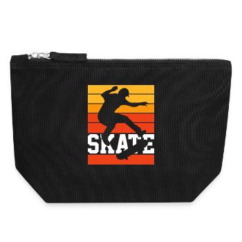 Skaten Skater Vintage - Canvas Reißverschluss-Täschchen (18 x 19 cm) - Schwarz - Vorne