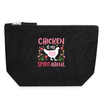 Poules Poules Élevage de poulets - Pochette zippée en toile 18 x 19 cm - noir - Devant