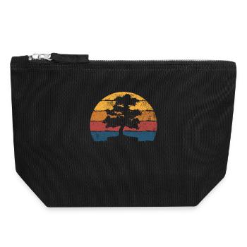 Bonsai-Baum Vintage - Canvas Reißverschluss-Täschchen (18 x 19 cm) - Schwarz - Vorne