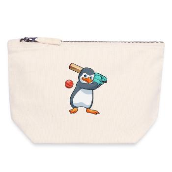 Penguin Cricket Cricket Bat - Canvas Zip Pouch 18 x 19 cm - nature - Front