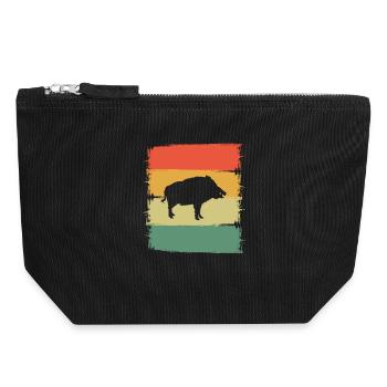 Wild boar - Canvas Zip Pouch 18 x 19 cm - black - Front