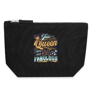 54th birthday 54 years Women Women Queen - Canvas Zip Pouch 18 x 19 cm - black - Front